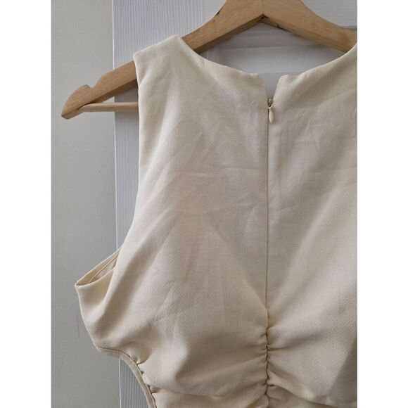 Zara Cut Out Slim Midi Cream Size M NWT Blogger Favorite - Picture 7 of 11